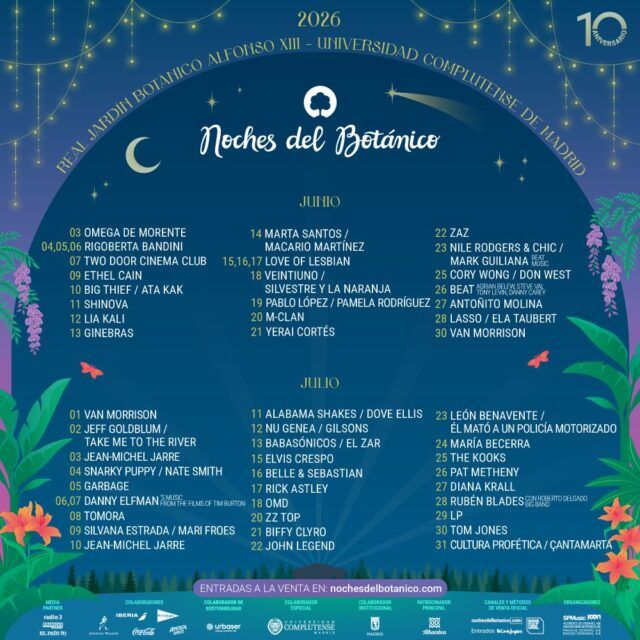 Noches del Botánico CARTEL jpg Noches del Botánico 2026